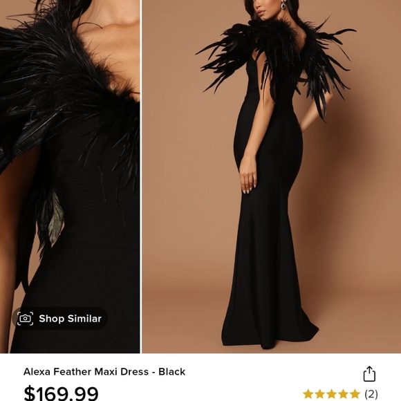 Fashion nova maxi dress with feathers - Picture 4 of 16